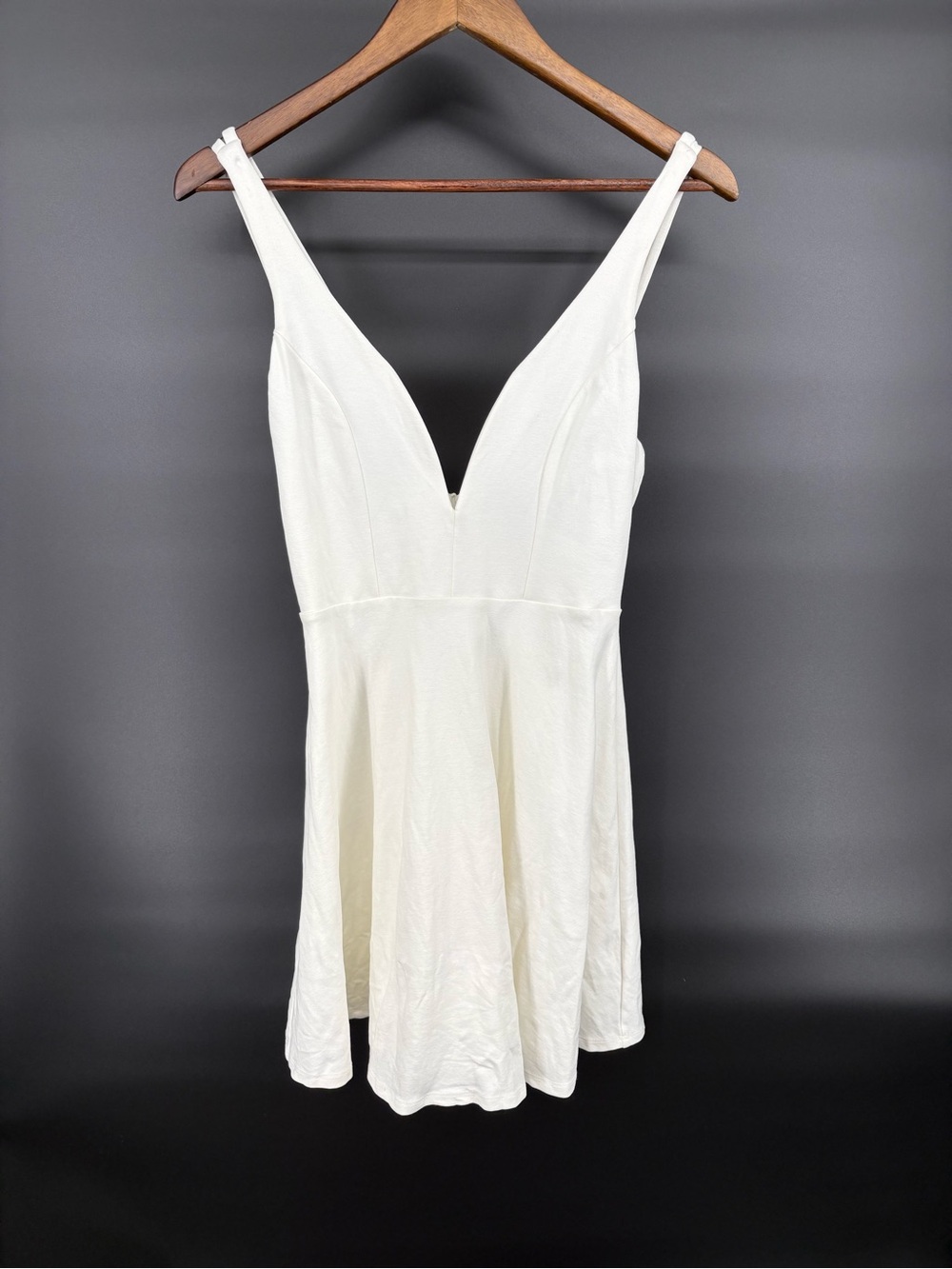 Lulu's White Deep V A-Line Mini Dress